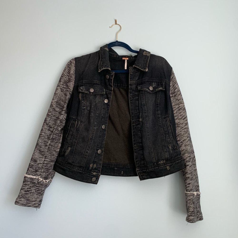 Free people black denim jacket